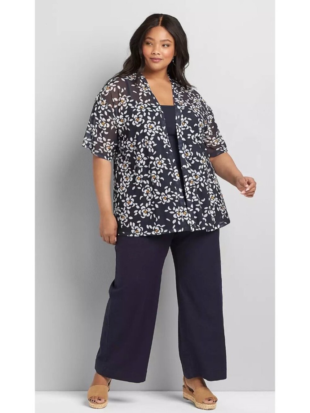 Lane Bryant Sheer Open Front Floral Print Kimona Size 22/24 - Picture 10 of 11